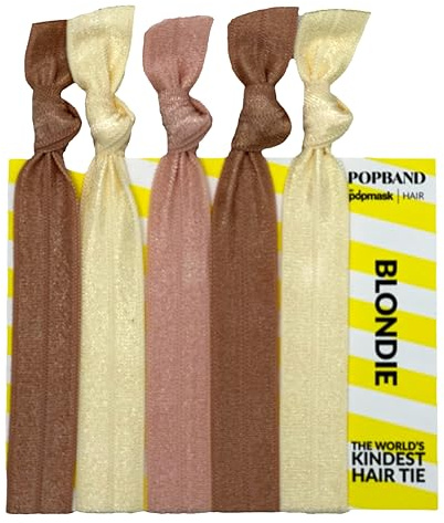 Popmask Blondie Knot Hair Bands, Stretchy Hair Bobbles in Light Neutral Colours for Blonde Hair, Versatile Hair Accesories for Women, 5 Hair Ties