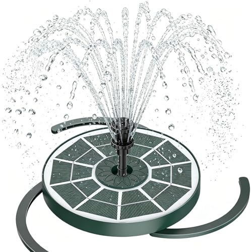 AISITIN Fontaine Solaire 3,5 W avec Verre Vert Foncé | Pompe Flottante avec Divers Effets de Pulvérisation pour Jardin et Bassin