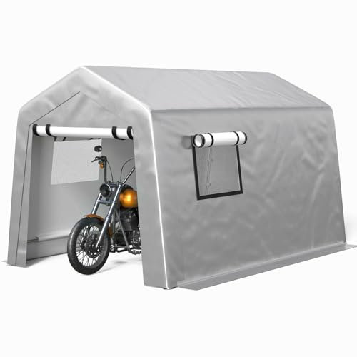 Jocoevol Tente d'auto robuste de 1,8 x 2,4 m avec fenêtres enroulables, garage portable avec parois latérales et portes amovibles, auvent de voiture toutes saisons pour voiture, bateau, camion, moto