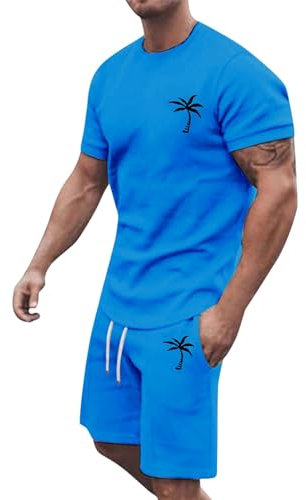 Tuta da uomo a maniche corte con palma angels + pantaloncini estivi, tuta sportiva da jogging, tuta per il tempo libero, tuta stampata, set di cotone, C3, L