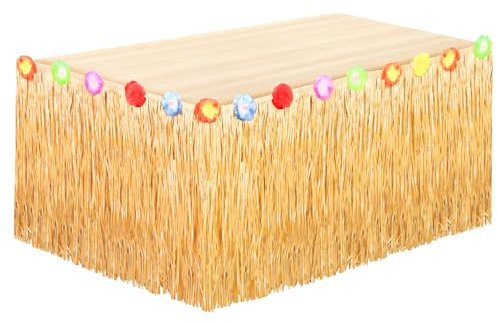 Luau Gras Tischrock Hawaii Party Dekoration Hawaii Tischrock 300 x 60 cm | für Sommerfeste, Gartenpartys, Strandfeiern, Kostümfeste und Outdoor-Veranstaltungen