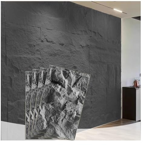 HJLKDYM 4er-Pack PU-Wandverkleidungen Zementstruktur, 3D-Wandpaneele In Steinoptik, wasserdichte Leichte Fliesenunterlage, 120 X 60 cm TV-Wand, Büro, Wohnzimmer(Dark Gray-2 Set)