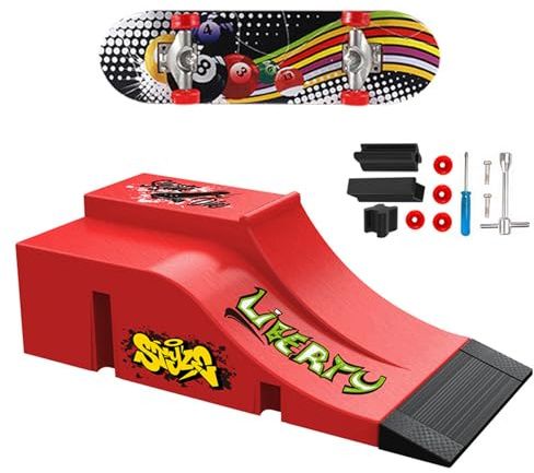 JurciCat Mini Fingerboard Finger Skateboard Ramp Zubehör Set mit 1 Fingerskateboards und Ersatzzubehör Ultimate Sport Training Requisiten (A)