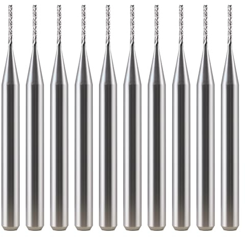 EU_HOZLY 10 Stücke Fräser 3.175mm Hartmetall-Endfräser Gravierbits CNC-Leiterplatten-Maschinen 0.8mm Schneidkanten