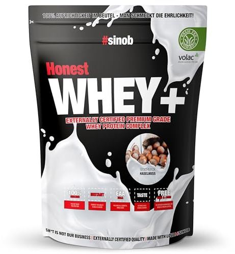 #sinob Honest Whey Haselnuss 820 g | Grass Fed Whey Protein Pulver | Aus irischer Weidemilch | Mit Sonnenblumenlecithin statt Sojalecithin