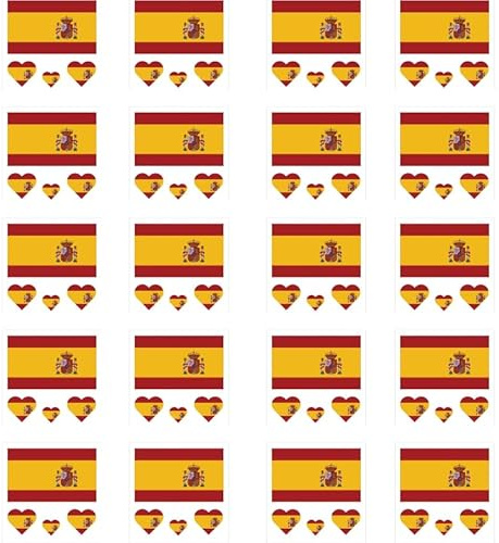 20PCS National Flag Face Tattoo Stickers - Waterproof Semi-Permanent Face Decals for Teams Supporters Families Teamsootball Fans (Spain)