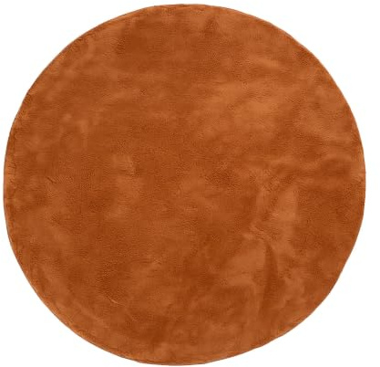 FRAAI | Home & Living Flauschiger Teppich Rund - Cozy Terra - Ø 80cm - Polyester - Kurzflor - Einfarbig - Waschbar in Waschmaschine - Modern - Wohnzimmer, Schlafzimmer, Büro, Jugendzimmer