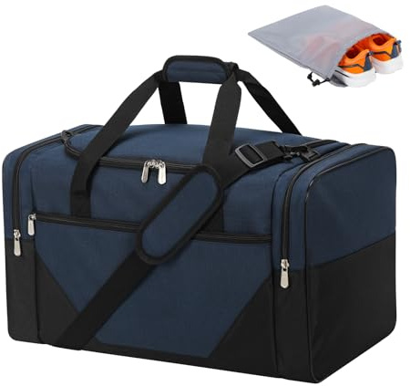 LONALIA 45L Reisetasche, Nassfach und Schuhfach, 21 Zoll, Marineblau | Mehrere Fächer, wasserabweisend, langlebige Reisetasche für Wochenende, Übernachtung, Sport, Training
