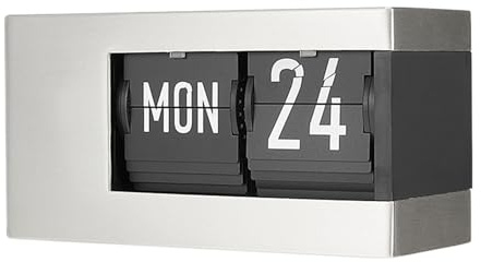 ZGUZMCMK Automatischer Tischkalender mit Kreativem Design, Klappkalender, Wiederverwendbare Wochen Und Datumsanzeige, Tischdekoration Aus Stahl I, Silber