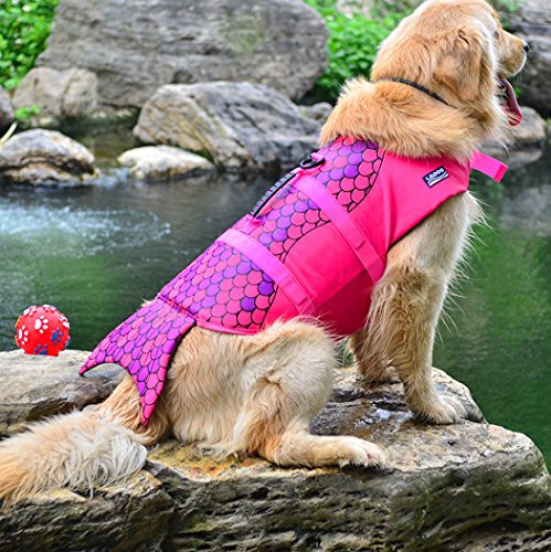 XIAOYU Hundeweste, verstellbare Schwimmweste für Haustiere Schwimmweste für Hunde, Schwimmweste für Neulinge Schwimmweste für Haustiere, Wassersicherheit am Pool, Strand, Bootfahrt, pink, M