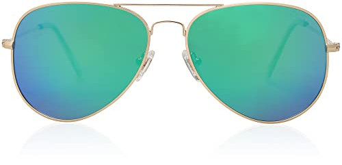 SOJOS Schick Klassische UV Schützen Polarisiert Sonnenbrille Herren SJ1054 mit Gold Rahmen/Grün Linse