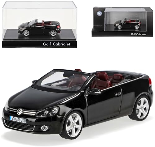 Schuco Volkwagen Golf VI 6 Cabrio Schwarz mit rot-braunen Sitzen Ab 2011 1/43 Modell Auto