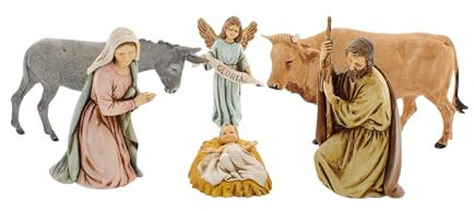 Moranduzzo Geburtsszene 6 Figuren für Krippe 11 cm Maßstab 1:16 - Unzerstörbare Krippenfiguren - Stil 700', Handbemalt, Offizielles Produkt, Hergestellt in Italien, Bildhauer M. Landi