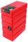 WestonBoxes Plastic Storage Boxes with Lids For Pens, Pencils and Stationery - 1.4 Litre Volume (Red, Pack of 5)