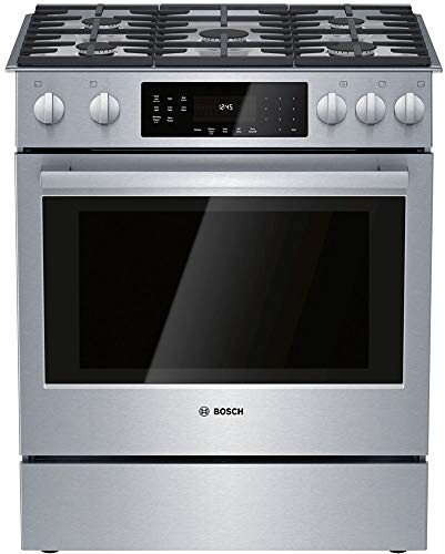800 Series 30 in. 5 Burner Slide-in Gas Range in Stainless Steel with 4.8 cu. Ft. True Convection and Self-Cleaning Oven