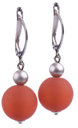 Ohrring Mara, leichte Klappbrisur mit einer Polaris- und einer metallic lackierten Acrylperle in vielen attraktiven Farben, handgefertigt von Adi-Modeschmuck in Berlin (Rost)