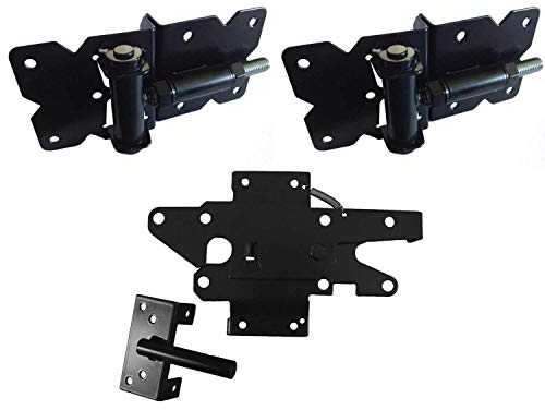 Vinyl Zaun Tor Hardware Kit Selbstschließend - Set für einzelnes Tor - schwarz schwarz