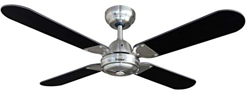 Bestron Deckenventilator mit Fernbedienung, Sommer- & Wintermodus, 4 Ventilatorflügel, Ø 101 cm, 50W, Schwarz/Silbergrau