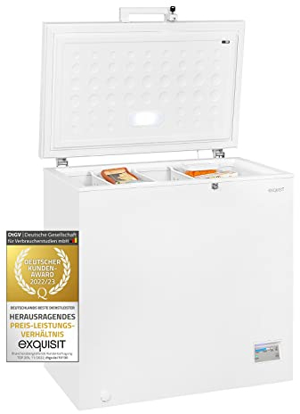 Exquisit Congelador GT200-HE-040E blanco | dispositivo de pie | 198 l de volumen | blanco | congelación | luz LED | cesta colgante | cerradura de puerta | termostato | función de congelación rápida