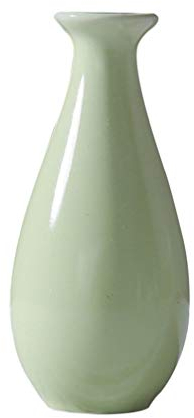 Ceramic Small Vase, 4.7 x 4.7 x 10.5cm, Decorative Desktop Vases Modern Home Decor Vase Simple Bottle for Home Office Decor (Green)