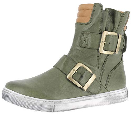 Andrea Conti Damen Stiefelette Leder Boot sportlich Riemen Schnalle 0346833