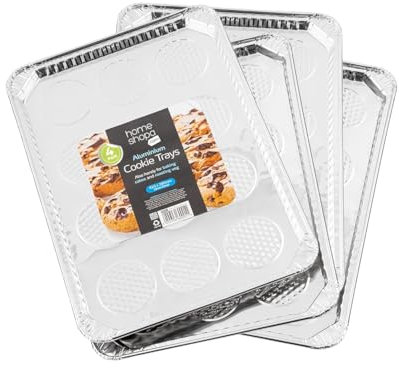 HOMESHOPA Disposable Cookie Sheets for Baking, Rectangular Disposable Aluminum Foil Trays, Durable Nonstick Baking Sheet Pan for Cooking Thin Crust Pizza, Brownie Tins, Oven Liners (4 Trays)
