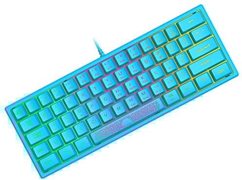 ZIYOU LANG Mini 60% Gaming-Tastatur, Membran Game Keyboard mit Halbmechanisch Tasten, Kompakt 62 Tasten, Optical RGB-Chroma-Hintergrundbeleuchtung, QWERTY Layout für PC Laptop Mac Computer-Blau