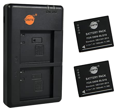DSTE 7.4V 1500mAh DMW-BLG10 Lithium Battery Pack(2 Packs) and Dual Charger Compatible with Panasonic DMW-BLG10E DMW-BLE9 DMW-BLE9E DMW-BLE9PP and Lumix DMC-GF6, Lumix DMC-GX7, Lumix DMC-ZS60
