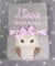 Babydecke mit Namen und Datum bestickt Baby Geschenke Geburt (Grau - Eule)