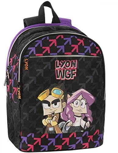 LYON GAMER 67002, Zaino Organizzato Bambini E Ragazzi, Nero/Viola, Taglia unica
