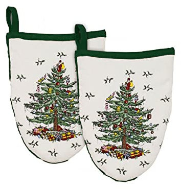 Avanti Linens - Oven Mitts Set, Holiday Decor, Set of 2 (Spode Christmas Tree Collection)