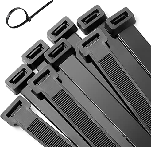 100 Packung schwarzer Kabelbinder, 300mm x7.6mm, HIDOU 12 Premium Nylon-Reißverschlussbinder, dickere und breitere Kunststoff-Krawatten für DIY im Freien Büro Haus Garten