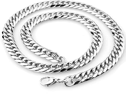 Hoisy Kette Silber Herren, Halskette Edelstahl Silber Hummerschere Bordstein Größe 60CMx11MM Herren Ketten Schmuck Halskette