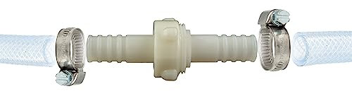 tecuro Schlauchkupplung 3/3, beidseitig Ø 25 mm, mit Edelstahlschlauchschellen - Nylon weiß