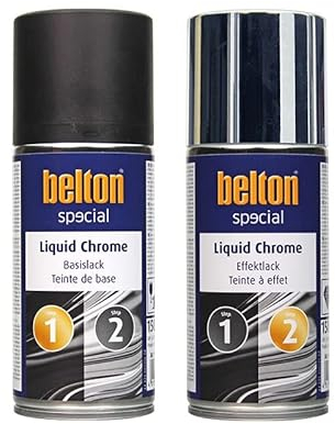 Belton Lot de 2 bombes de peinture liquide effet miroir Chromé 150 ml