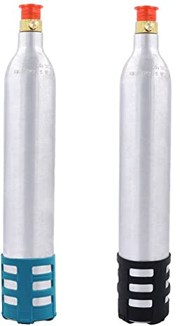 Gsrimgratoe 2PCS 0.6L Soda Maker Rechargeable Soda Bouteille CO2 Accessoire pour machines Soda, Noir + Bleu +