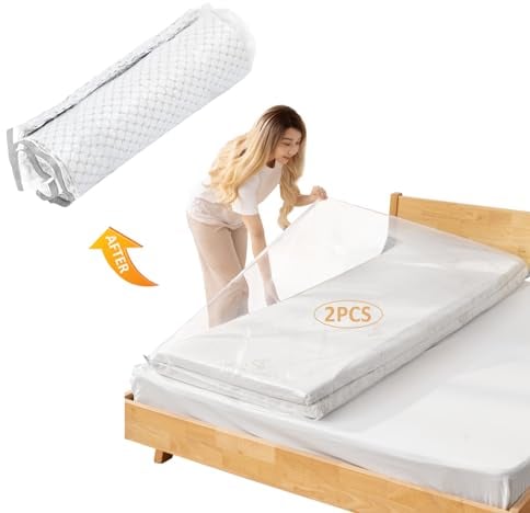 IHONYI 2 Stück Vakuumbeutel für Matratze, vakuumbeutel bettdecken mit Doppeltem Reißverschluss, Matratzenschutz Vakuumbeutel für Bettdecken/Matratzen/Kleidung(240 x 120 cm)
