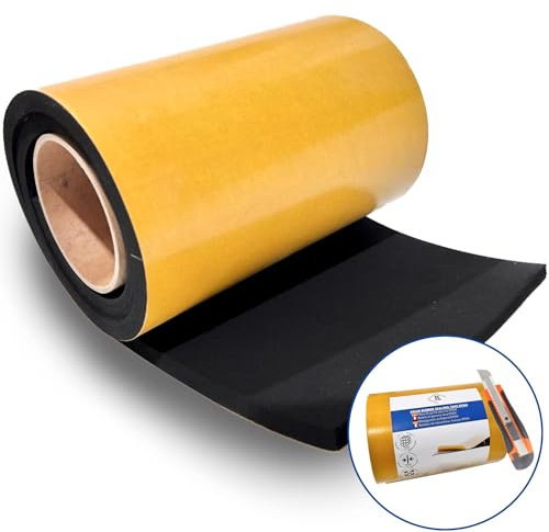 Foglio gomma autoadesivo, gomma adesiva nera, gommapiuma adesiva, gomma EPDM, isolante termico e acustico, ideale per auto e garage. Facile installazione. (Larghezza 20cm, Lunghezza 2m; Spessore 10mm)