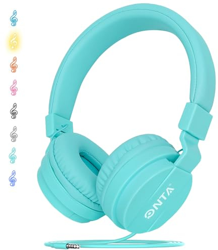 ONTA Kids Foldable Headphone On-Ear Audio Adjustable Lightweight Headphone for Cellphones Smartphones Iphone Laptop Computer Mp3/4 Earphones(Green)