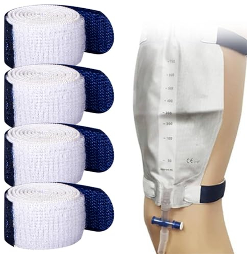 NUOOO 4 cinghie per sacche di drenaggio delle urine,lavabili e riutilizzabili,nastri di fissaggio antiscivolo con morbido tessuto elastico e cinturino per sacche per incontinenza,uomini e