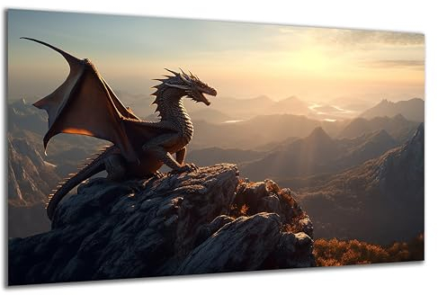 DARO Design - Wand-Bild auf 6mm HDF 84x56 cm Drache Fels Fernblick - Wand-Deko Bilder Geschenk