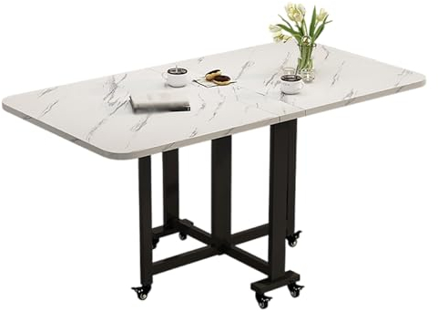 JOSKAA Klapptisch Klappbar, Schreibtisch Beistelltisch, Wandklapptisch Mit 2 Regalen, Esstisch, Tisch Ideal Für Esszimmer, Küche, Klapptisch, Bartisch (Weiß, 120x80x75cm)