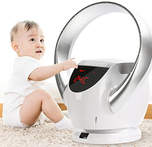 HUNTFF Bladeless Fan Wall Mount, 32W, Ultra-Quiet Desk Fan, Remote Control/Timer, Air Circulator/Wall Mount Fan, 8 Speed
