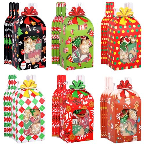 Belle Vous 24er Set Keksdose Weihnachten - Pappschachteln für Weihnachtskekse und Cupcakes - Geschenk- und Feiertagsschachteln - Cupcake Box - Geschenkkarton - Plätzchendose