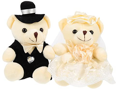 HEMOTON 2St Hochzeitsbärenpuppe kleines Kuscheltier für den Tisch Hochzeitsgeschenk Plüschbär Brautpaar Plüschbär Ornament jäten Puppe bär Puppe Füllung