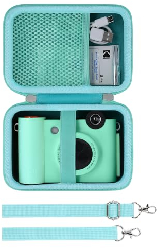 Khanka Hard Travel Case Compatible with Kodak Smile+ Digital Instant Print Camera with Shoulder Strap,Protective Portable Storage Cover for 2x3” Photo Prints,Green(Case Only)