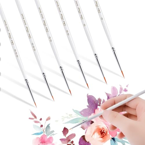 cobee 6 PCS Detail Fine Paint Brushes, Miniature Painting Brushes Small Thin Paint Brush Set Micro Tiny Paint Brush Kit for Acrylic Script Line Model Oil Watercolor Nail Art Painting Craft Face(Short)