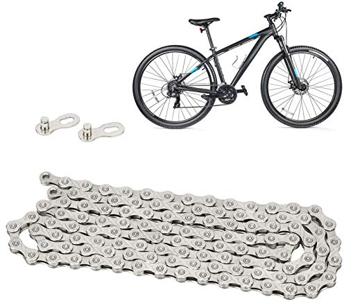 HERCHR 10-Gang-Fahrradkette, 1/2 Zoll X 11/128 Zoll Dünne Verstellbare Mountainbike-Rennradkette aus F10-Stahl Für 30-Gang-Positionierungssystem(Silber)