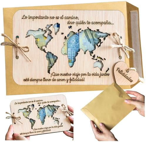 Olesea Tarjeta Regalo - Ideas Dar Dinero - Regalos De Boda para Los Novios- Detalles para Invitados - Sois Los Siguientes Novios -Viaje De Bodas - Felicitacion- Madera