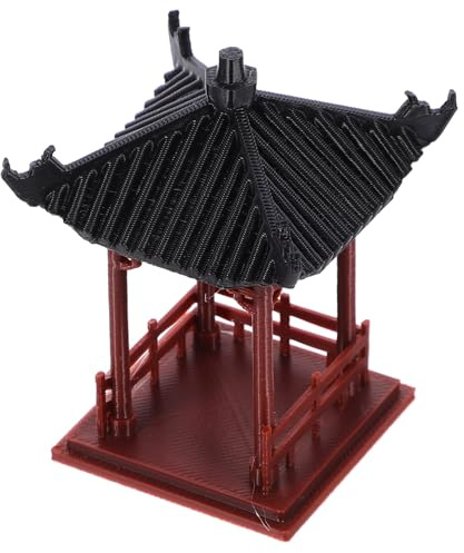ORFOFE Pavillon japanische Pagode Mini Gebäude chinesische Pagodenstatue Puppenhaus-Pagode gartenfigur gartenzubehör Puppenhäuser Mini-Laterne Bonsai-Ornament Gartendekoration Abs rot